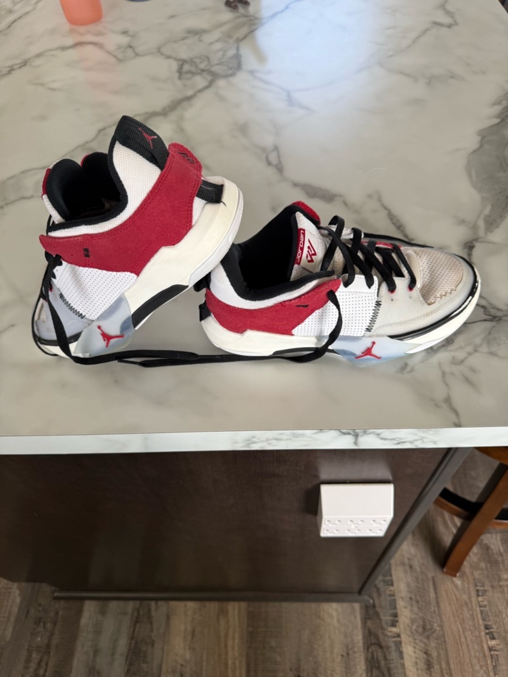 Jordan White & Red Low-Top Sneakers